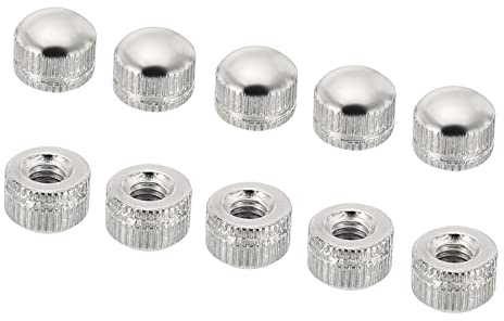 PATIKIL M5 Cappuccio Dado, 15pz Dado Dado Vite Pomello Cappuccio Inserto Bullone Coperchio Femmina Filettatura Zigrinata Ferramenta Raccordi Lampada Luce Fissaggi Argento Tono