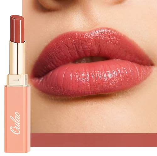 Oulac 2 in1 Lippenstift und Lippenbalsam, Saftiger & Glänzender Lippenpflege Lippenstifte, Geschmeidige Natürliche und Hydratisierte Lippen, Glänzendes Finish für Trockene, Rissige Lippen, Vegan 16