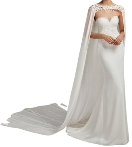 ALOEU Hochzeit Spitze Cape Achselzucken for Frauen weiß Mantel Abend Schulter Cape Schal Top Braut Mariage elegant (Color : White, Size : Shoulder to hem 1.8m)