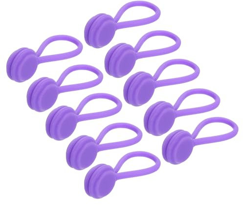 sourcing map Magnetic Cable Clips 4.3 Inch x 0.6 Inch Purple Magnetic Cord Organizer Cable Ties Reusable Twist Ties for Home, Kitchen, Office, 10 Pcs