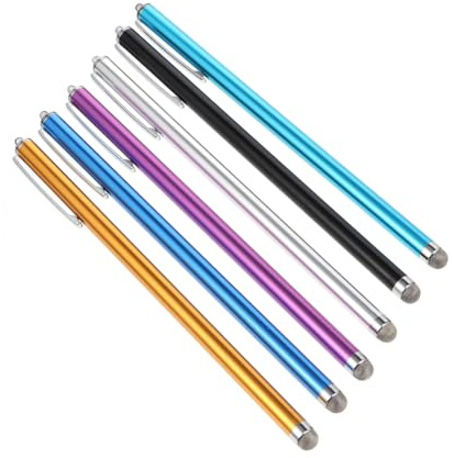CHILDWEET Kapazitive Touchscreen Stifte mit Verlängerter Abnehmbarer Faserspitze Empfindlich und Komfortabel 6 Stück-Pack aus Kupfer Aluminium Legierung und Zufälliger Stil für Handy
