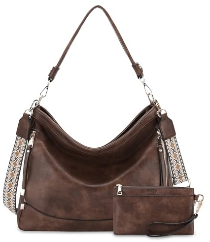 RAVUO Handtasche Damen,PU Leder Umhängetasche Shopper Tasche Elegant Hobo Bag Groß Schultertasche 2 teiliges Set inkl Geldbörse