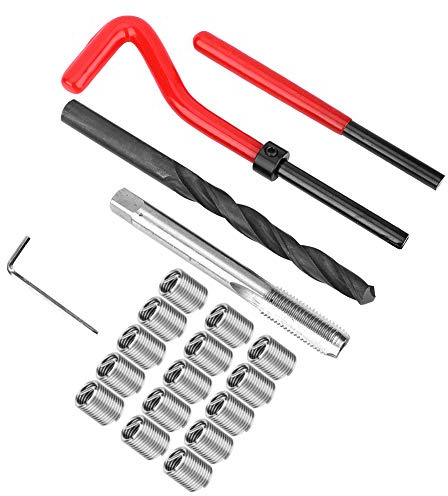 KIMISS 9 Rto para Rosca 20-teiliges M9x1,25-Edelstahl-Gewindeeinsätze-Rethreading-Kit, Weibliches Reparaturhülsen-Sortiment-Kit für Werkzeug, Einsatzreparatur, Silberne Farbe, Zubehör