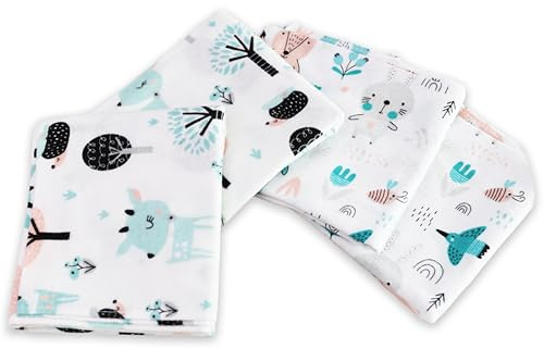 FENSILO Moltonhanddukar | 80 x 80 cm | 4-pack flanellblöjor av 100 % bomull, moltonblöja, dregellappar, baby, spottduk, flanell, moltonduk, unisex, dregellappar, för pojkar eller flickor, ljusblå