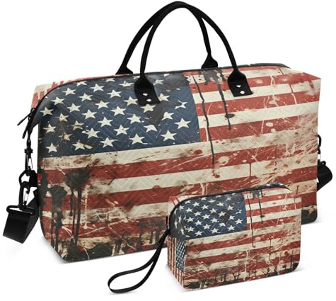 LINNIKEEEE Aquarell Amerikanische Flagge Reise-Seesäcke, Sporttasche, Weekender Handtasche mit Kulturbeutel für Damen Mädchen Herren