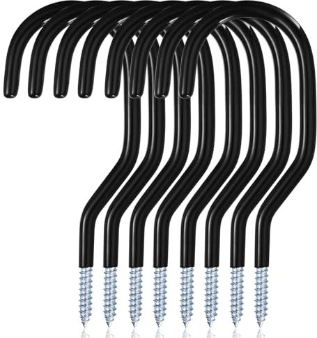 JinZeYou 8 Pcs Ganchos para Colgar Bicicletas Pared, Gancho de Garaje Resistentes, Ganchos Atornillar, Ganchos de Pared para Colgar Herramientas Equipos Deportivos Techo de Garaje (Negro)