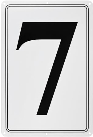 M METERXITY Aluminum Number Sign 7 11.8 Inch, Black Text On White | Rust Free Waterproof Reflective Plate, for Garden, Door, Mailbox, Parking Lot, House Number Wall Decor Sign