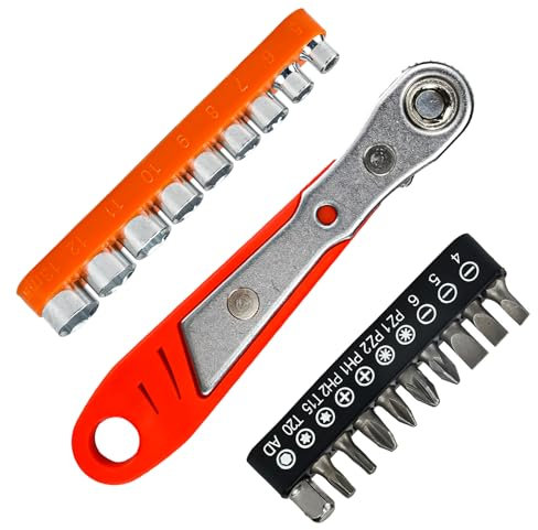 EUIEUT Chiave a Cricchetto Magnetica Mini Chiave a Cricchetto da 1/4 Cacciavite Reversibile Offset ad Alta Coppia Set di Bit Avvitamento con Cricchetti per Riparazioni di Auto Elettronica e Casa