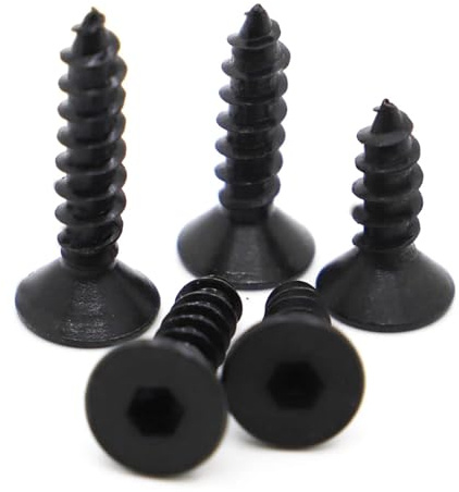 KSeSii 10–50 Stück M3 M4 M5 M6 selbstschneidende Schrauben, 8,8 Güteklasse Stahl, Flachkopf, schwarz, Innensechskant, versenkte Holzschrauben(35mm,M5 10pcs)