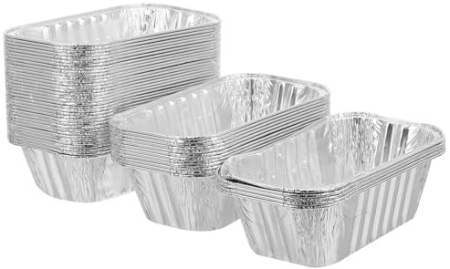 Alipis 50 Teglie da Forno in Alluminio Rettangolari per Dolci e Pane, Contenitori Alimentari Usa e Getta per Cottura e Conservazione Domestica, Scatole per Torte Monoporzione, Set da 50