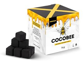 COCOBEE 1KG Carbón De Coco Natural para Shisha Y Barbacoa 26mm Alta Combustión Encendido Rápido con Calor Uniforme Baja Ceniza para Cachimba Hookah BBQ Carbón Premium DISPAU