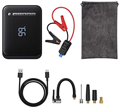 HTDRE Booster de Voiture Portable, 2 en 1, Batterie Externe, compresseur d'air Portable, Pompe de gonflage, Station d'alimentation, démarreur de Batterie 1000 A, Booster Automatique