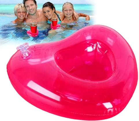 Poludatly Floating Cup Holder | Blow Up Drink Holder - Inflatable Heart Design PVC Poolside Tray for Spa Beach Parties Lake Summer Water Activities Backyard Poolside Hot Tub Vacation River