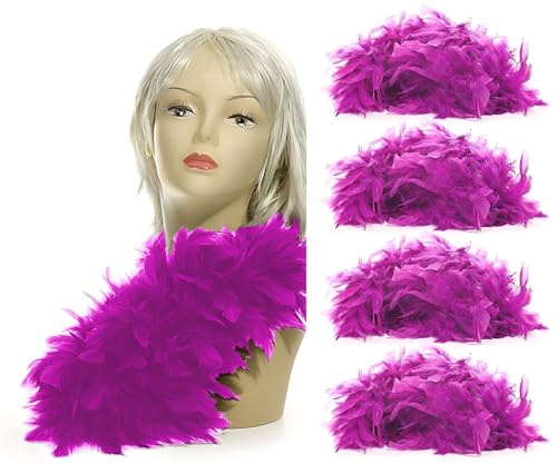 Vanorell 5 x Federboa Lila – 180 cm lang Karneval Fashing Unisex-Kostümaccessoire für Partys, Cosplay, Halloween & Events Bachelorparty Junggesellenabschied.