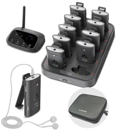 Avantree Audiplex MX – Système Audio Multicanal pour Églises & Traduction, Faible Latence 30 ms, Qualité Sonore Supérieure, Émetteur Audio avec 10 Récepteurs pour Séminaires