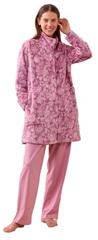 Noidinotte - Vestaglia donna invernale in coral articolo flory - XL Rosa