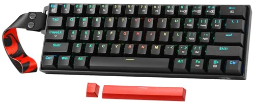 Redragon K530 Pro 60% 3-Mode Wireless RGB Mechanical Keyboard, 61 Keys Hot-Swappable Compact Gaming Keyboard w/Portable Strap, Hot-Swap Socket, 2-Layer Foam & Custom Dragon Chant Linear Switch