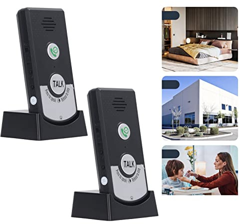 Brrnoo 2-teiliges Kabelloses Intercom-Türklingelsystem, Große Reichweite 1000 M, Zwei-Wege-Gespräch, Intercom-Licht, Power-Licht, Große Batteriekapazität H8, mit Kabellosem