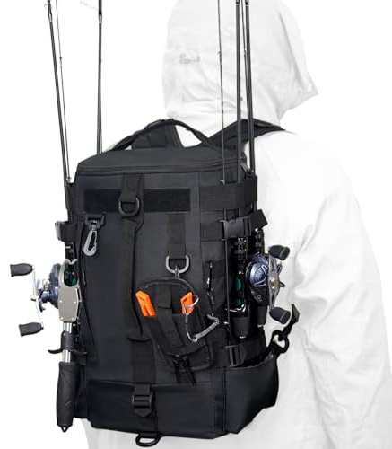 Small Fishing Tackle Backpack 16L Waterproof with Rod Holder Lightweight Sling Backpack for Fishing Hiking Kayaking Outdoor Gear Storage for Men
