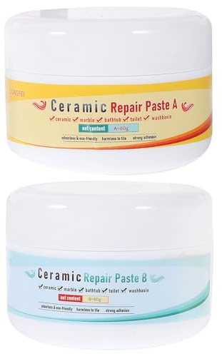 Healeved Kit di Riparazione Piastrelle e Porcellana Bianco, Vernice Speciale per Vasca da Bagno, Lavandino e Doccia in Fibra di Vetro, Riparazione Smalto per Bagno e Cucina, Uso Domestico