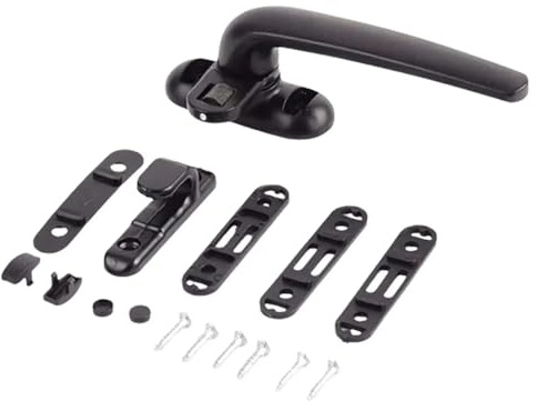 Maniglia per finestra Maniglia universale con chiusura a battente, lega di alluminio serratura, maniglia for finestra for porta(Right Black)