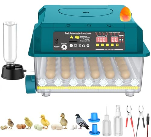 Incubadora automática de huevos de 36 huevos,Incubadora automática de huevos con volteo automático de huevos, control de temperatura y humedad, incubadoras para Eclosión de Pollo, Cana (36 huevos)