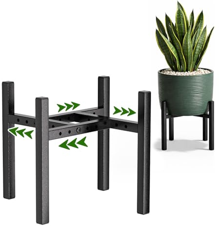 SUNNYNEST 2 Pack Adjustable Plant Stand Indoor, Metal Plant Stands Indoor for Multiple Pot Sizes, Modern Heavy Duty Plant Pot Stand, Stable Flower Holder for Indoor Outdoor Home Corner Décor