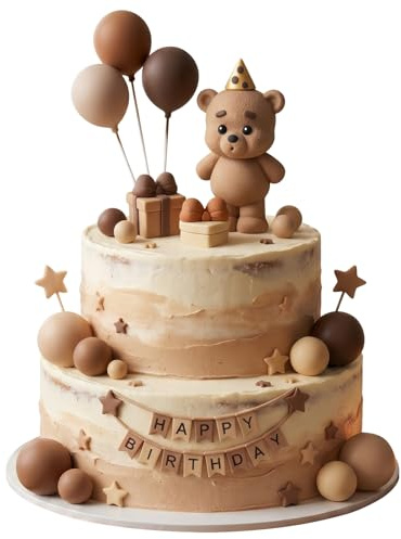 Lot de 24 Décorations Gâteau Ourson, Déco Gâteau 1 An Garçon et Fille, Décoration Baby Shower, Accessoire de Déco pour Baptême, Anniversaire, Mariage et Fête de Bébé