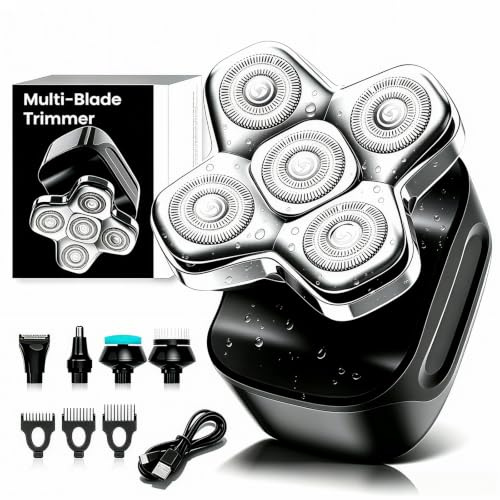 Head Shavers for Bald Men - 5 in 1 Electric Head Shaver, Cordless 5D Electric Razor, Wet/Dry Bald Head Shavers with LED Display, Skull Shaver for Head Face Beard, IPX7 Waterproof