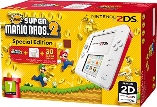 Nintendo Handheld Console 2DS - White/Red with New Super Mario Bros. 2 (Nintendo 3DS)