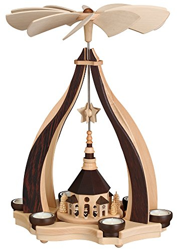 Rudolphs Schatzkiste Design pyramid Seiffener church with tealights Seiffen 47cm Erzgebirge NEW