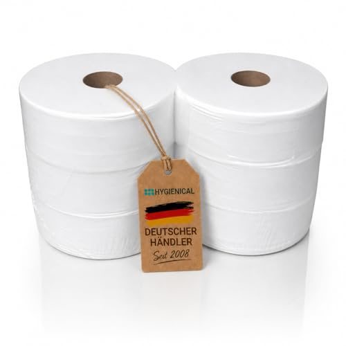 Jumbo Toilettenpapier Großrolle 2-lagig Zellstoff hochweiß | 360 m Lauflänge | Ø 26 cm Rolle | 6 cm Kern | VE 6 Rollen | für gewerbliche Nutzung