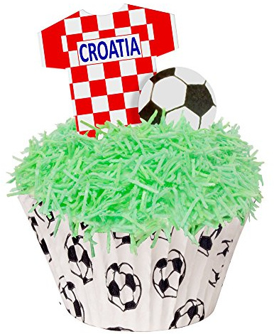 24 Toppers + 12 Cases + Sprinkles Perfectly Cut Croatia Football Kit by CDA Products 201-422-K