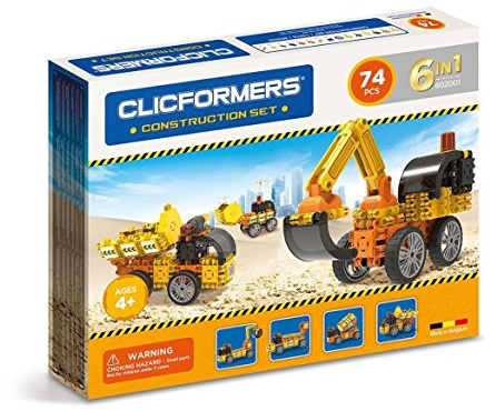 CLICFORMERS Konstruktionsspielzeug für Kinder ab 3 Jahre, kreatives Lernspiel im 73 teiligen Set, Bausteine für Jungen und Mädchen, Montessori STEM-Spielzeug mit Feuerwehrautos,