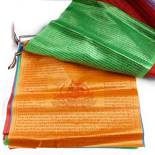 Bandiere tibetane per preghiera, confezione da 100 (25,4 x 27,9 cm), per interni ed esterni, bandiera buddista per meditazione, in raso, con scritta Windhorse