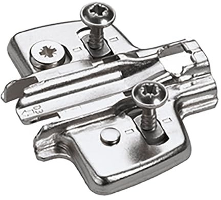 Placa de montaje en cruz con ajuste de altura directo, niquelado, serie de orificios de 37 x 32 mm, Hettich Direkt con pivote y tornillos especiales (para orificio de 5 x 7,5 mm), distancia de 5,0 mm.