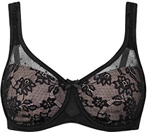 Nuance Mimimizer-bygel-bh för kvinnor med minimerande funktion, Svart (svart-nougat 21711), 90E