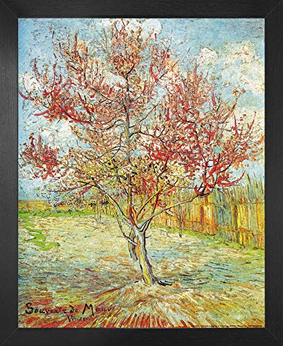 1art1 Vincent Van Gogh Poster Kunstdruck Bild und MDF-Rahmen - Blühender Pfirsichbaum, Erinnerung An Mauve, 1888 (50 x 40cm)