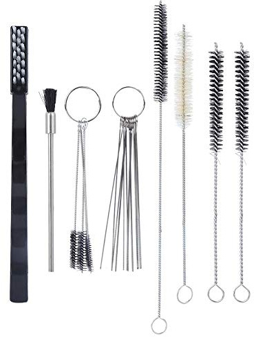 Il kit di strumenti per la utensili pneumatici pistole a spruzzo pulizia 19 pezzi include la spazzola per tubi Precisione Ago per rimuovere la polvere Spazzola unilaterale