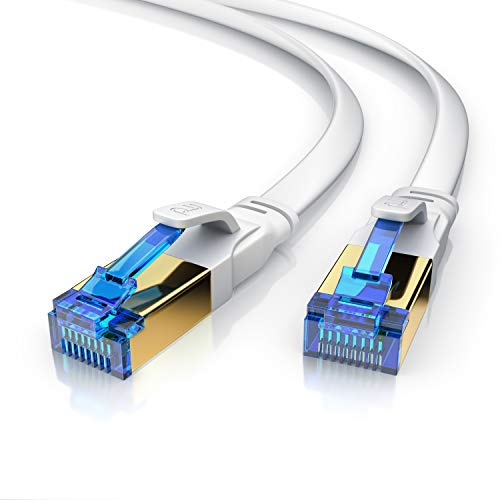 Primewire – 15m - Cable de Red Cat 8.1 Plano - 40 Gbits - Gigabit Ethernet LAN 40000 Mbits con conector RJ 45 - Revestido de PVC - Blindaje U FTP Pimf - Compatible Switch Rúter Modem PC Smart-TV
