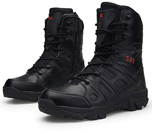 Bitiger Stiefel Herren Damen Army Combat Boots mit Zipper Verschleißfest rutschfeste Outdoor Trekkingschuhe