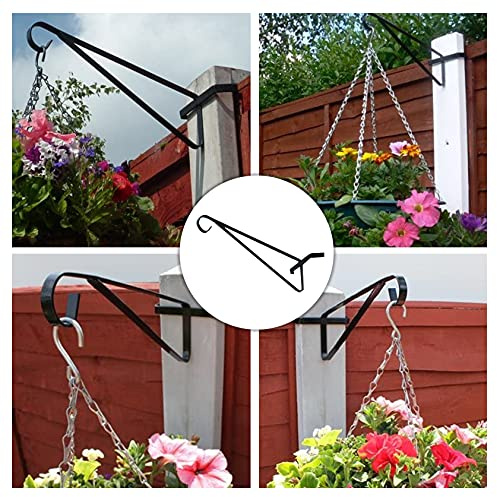 4 x Hanging Basket Brackets 13 In for Concrete Posts supports Easy Fill Baskets Sturdy Durable Rust-proof-No Drilling, Screwing or Fixing Can Bear 5KG Weight (4pc)