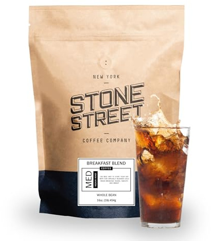 Stone Street Cold Brew Coffee Beans Breakfast Blend Low Acid 100% Arabica Gourmet Coffee Medium Roasted Whole Beans 1lb