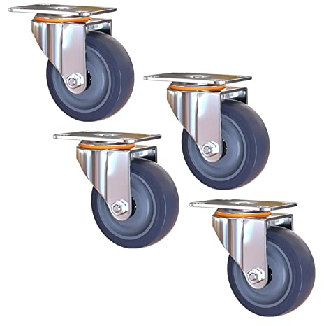 YHBZ 4er-Set Schwerlast-Fußräder,5IN/125 mm Lenkrollen-Vollgummi-Industrierollen für den Innen-und Außenbereich-Rollwagen-Möbelrollen,5IN