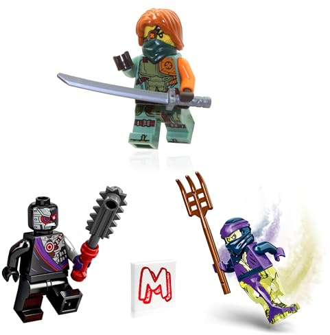 LEGO NINJAGO Legacy Minifigures (3 Pack Combo) - Ronin, Nindroid. and Ghost Ninja Karenn with Weapons