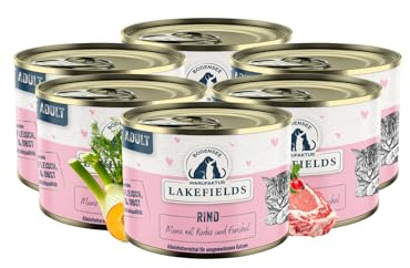 Lakefields Premium Nassfutter für Katzen | Rind 91% | Katzenfutter nass ohne Zucker und Getreide | 6 x 200g | Katzenminze, Kürbis & Fenchel | Hochwertige Rezeptur aus regionalen Zutaten