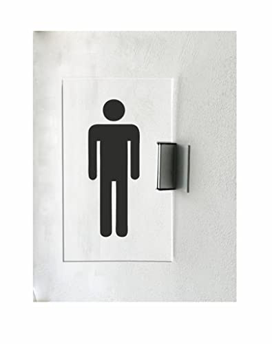 CARTELLO IN PLEXIGLASS A BANDIERA SEGNALETICO - toilette uomo - Con Supporto in alluminio & Stampa U.V. (20X31 CM)