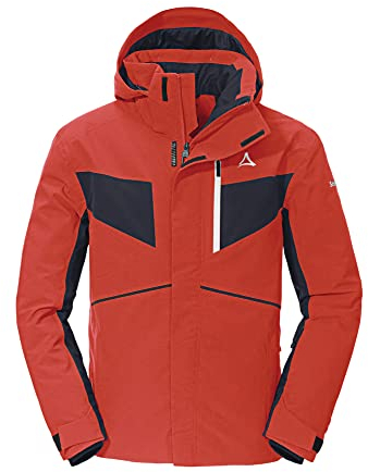 Schöffel Herren Ski Jkt Brunnenkopf2 M, wasserdichte Skijacke mit 4-Wege-Stretch, warme und atmungsaktive Outdoorjacke mit abnehmbarer Kapuze, goji berry, 54