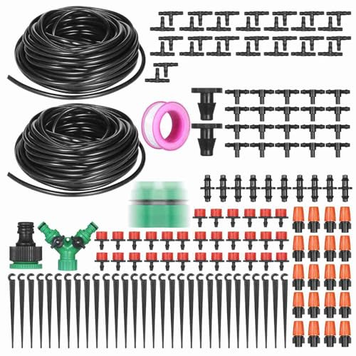30m Garten BewässerungsSystem, 149 Pcs Garten Bewässerung Kit, Micro Automatik Tröpfchenbewässerung Gartenbewässerung Misting Kühlsystem für Landschaft, Flower Bed und Terrasse Pflanzen