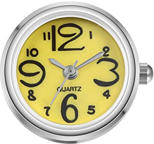 Silverora Reloj de anillo de reloj de cuarzo analógico con gran esfera digital, pulsera de anillo ajustable para hombre y mujer, amarillo